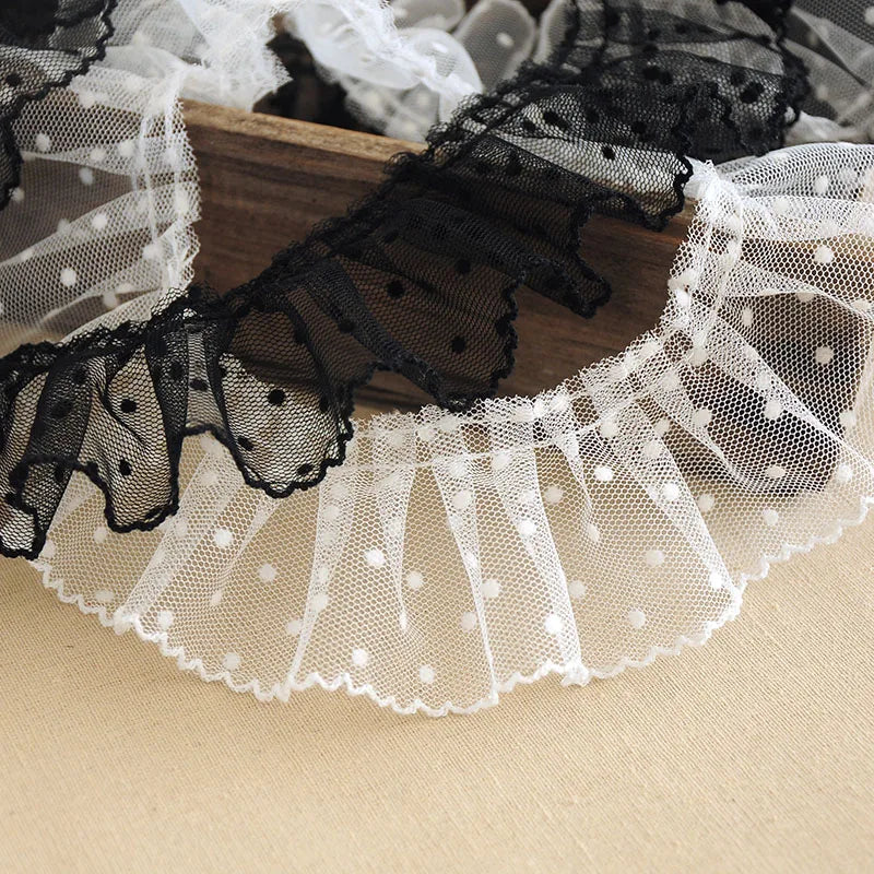 6CM Wide Modern Wavelet Pleated Mesh Yarn Three-dimensional Lace Dress Hair Accessories Boots Bag Pet Decoration