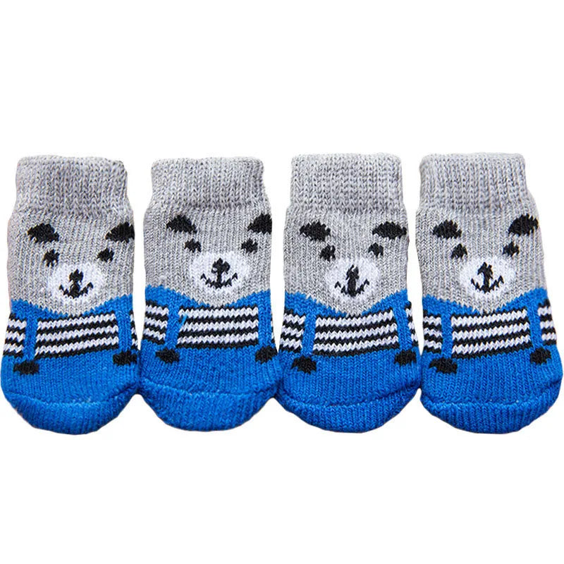 4pcs Warm Puppy Dog Socks Soft Pet Knits Socks Cute Cartoon Anti Slip Socks Warm Puppy Dog Shoes Small Medium Dogs Pet Product