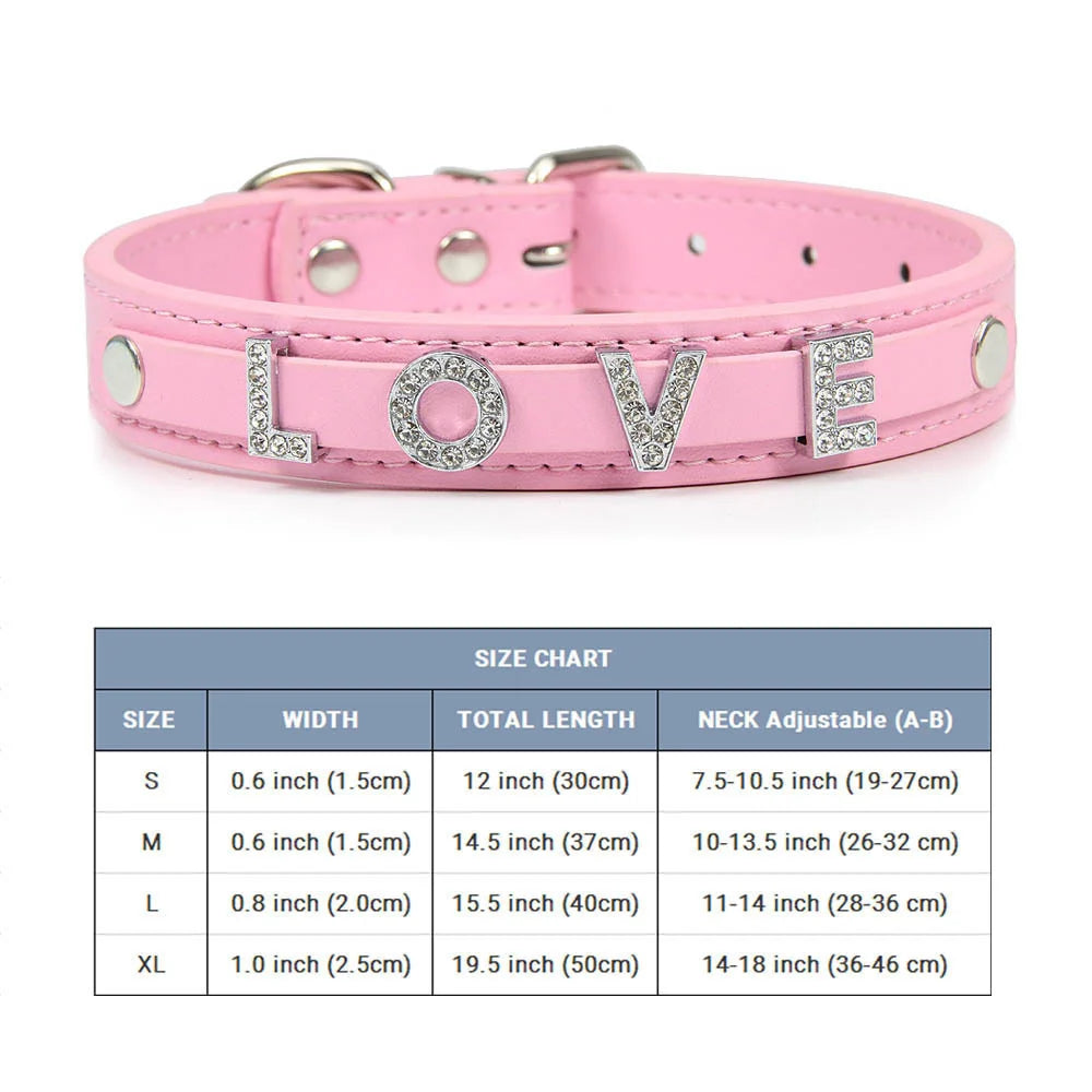 Bling Rhinestone Puppy Dog Collars Personalized Small Dogs Cat Chihuahua Collar Custom Necklace Free Name Charms Pet Accessories