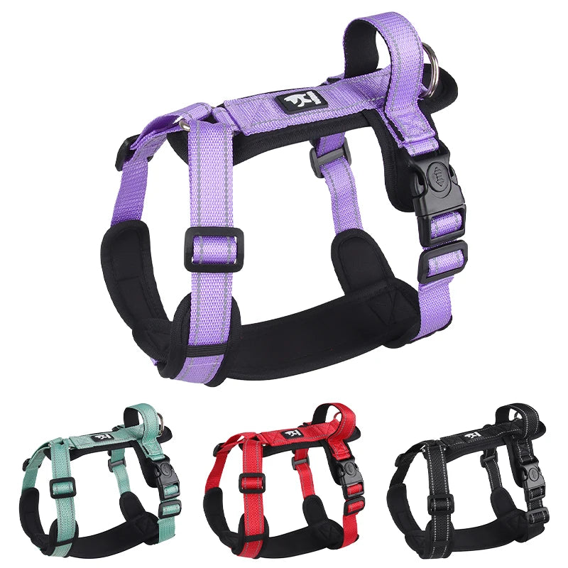Anti-Escape Dog Harness with Handle Reflective Nylon Dog Harness Vest for Small Medium Dogs French Bulldog Walking Pet Supplies