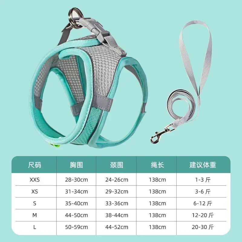 Harnesses for Dogs Rope Puppy Dog Collar Clothes Vest Chest Reflective and Breathable Adjustable Outdoor Walking Pet Supplies
