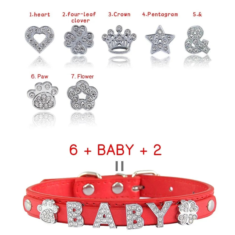 Bling Rhinestone Puppy Dog Collars Personalized Small Dogs Cat Chihuahua Collar Custom Necklace Free Name Charms Pet Accessories