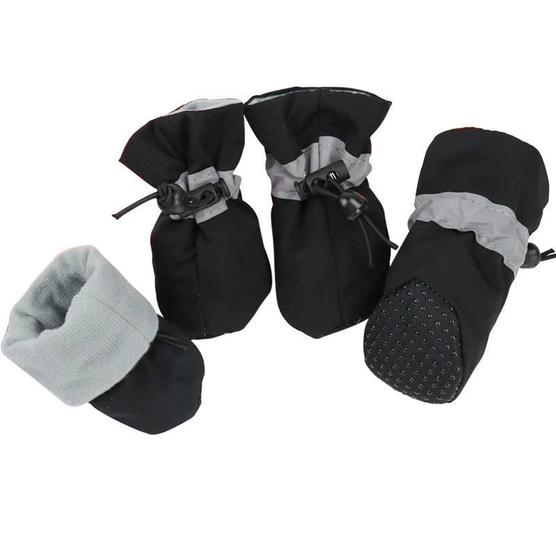 4pcs Antiskid Puppy Shoes Waterproof Winter Pet Dog Anti-slip Rain Snow Boots Footwear Thick Warm for Prewalkers Socks Booties