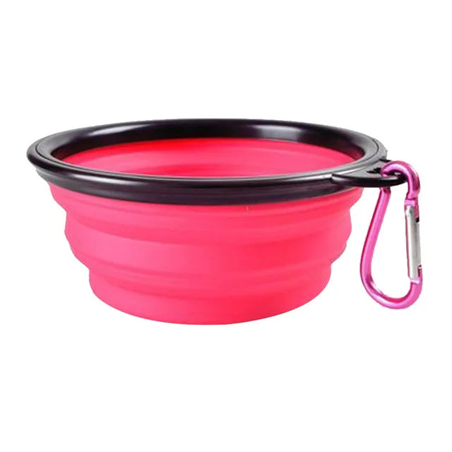 Collapsible Pet Silicone Dog Food Water Bowl Outdoor Camping Travel Portable Folding  Supplies   Dishes with Carabiner
