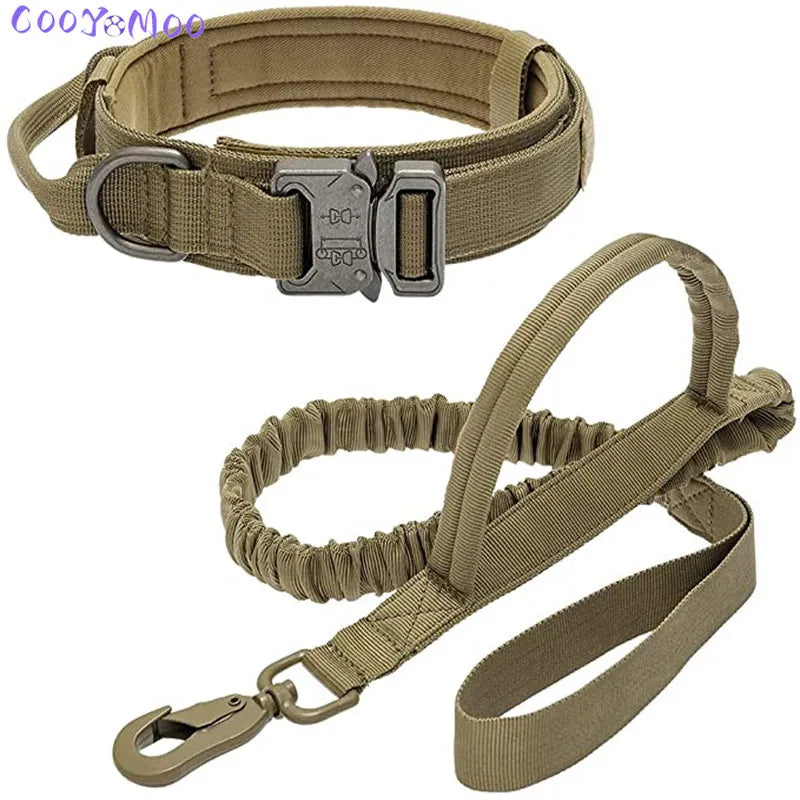 Dog Collar Durable Tactical Leash Set Adjustable Military Pet Collar Leash Medium Large Dog German Shepherd Training Accessories