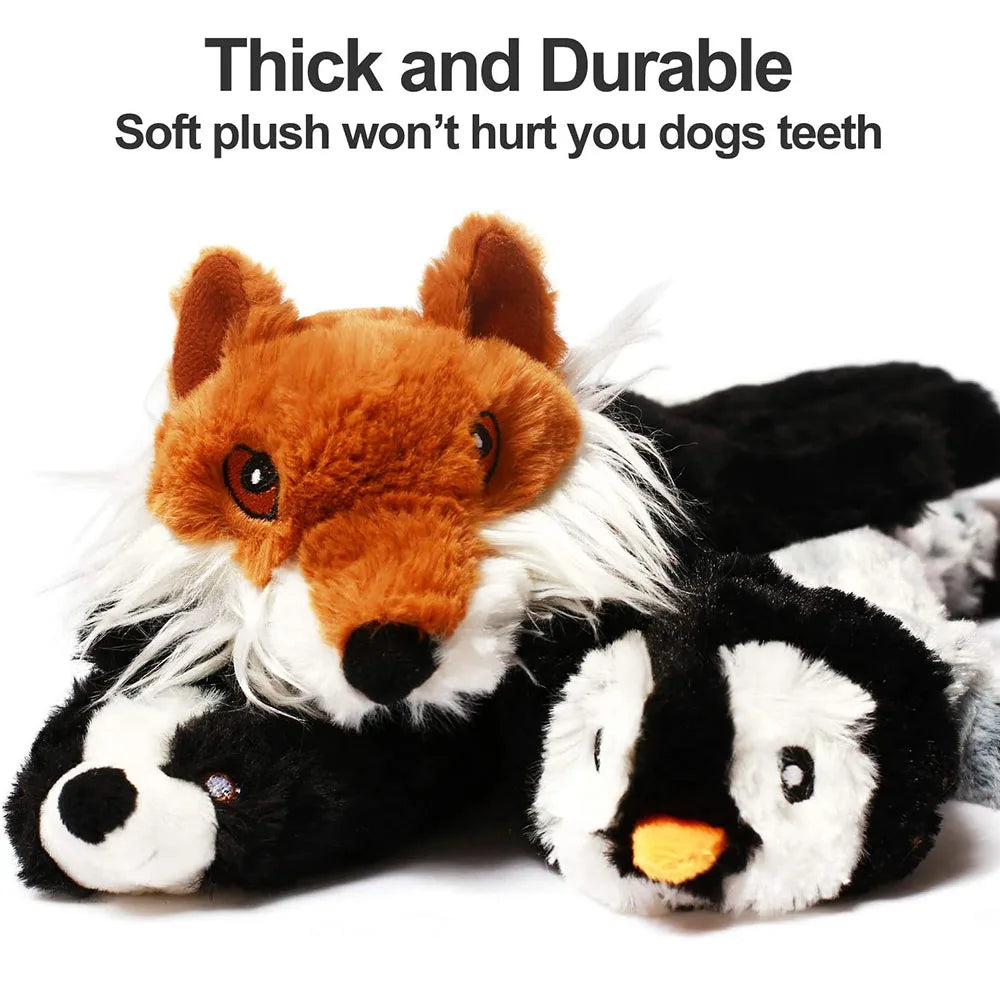 Funny Simulated Animal No Stuffing Dog Toy with Squeakers Durable Stuffingless Plush Squeaky Dog Chew Toy Crinkle Pet Squeak Toy