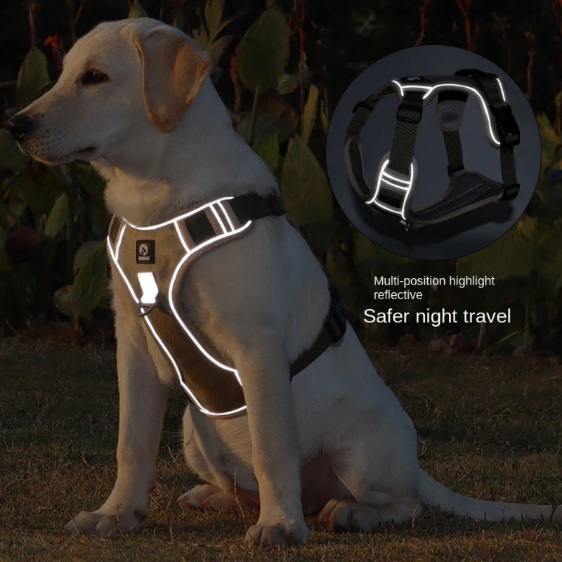 Adjustable Harness Dog Reflective Safety Training Walking Chest Vest Leads Collar For French Bulldog Pets Dogs Accessories