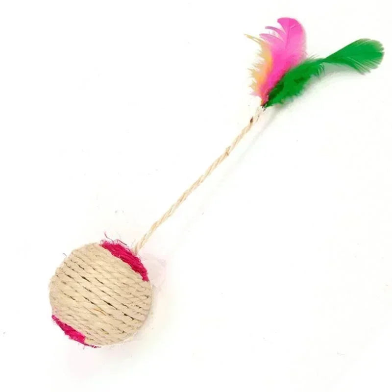 1Pc Cat Toy Sisal Scratching Ball Training Interactive Toy for Kitten Pet Cat Supplies Feather Toy  Cat Toys Interactive