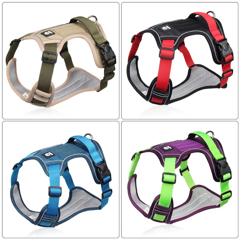 Adjustable Harness Dog Reflective Safety Training Walking Chest Vest Leads Collar For French Bulldog Pets Dogs Accessories