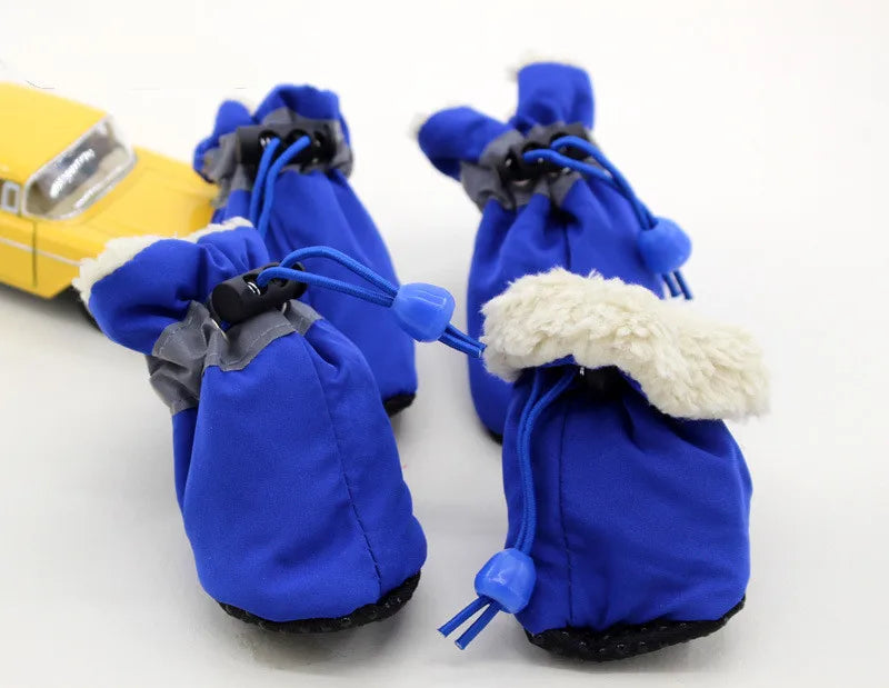 4pcs Antiskid Puppy Shoes Waterproof Winter Pet Dog Anti-slip Rain Snow Boots Footwear Thick Warm for Prewalkers Socks Booties